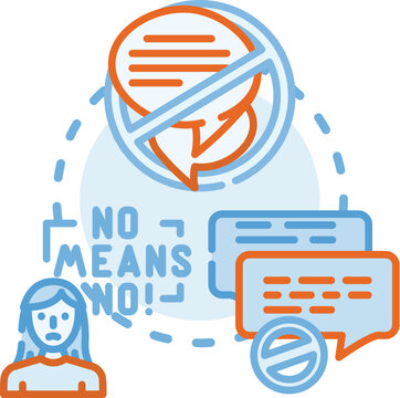Refusal concept. Negate resist, repudiate oppose, spurn withhold icon vector illustration