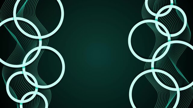 Abstract background with overlapping rings and flowing lines animation