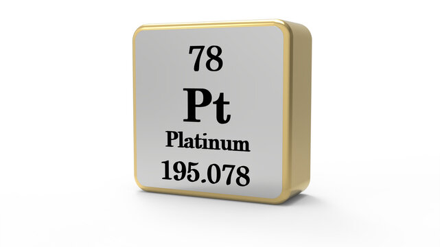 Platinum Periodic Table Element Block on Transparent Background PNG