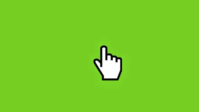 Mouse cursor and hand pointer clicking animation on a green screen key background.