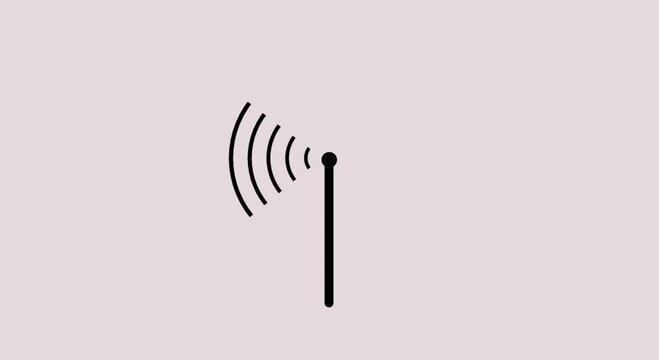 Abstract digital radio waves spreading. animation of signal wave transmitter WIFI connection. motion graphics WIFI wireless internet network net connection icon on ballet  background,,,