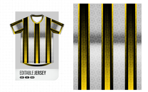 Yellow Black and Silver Striped Soccer Jersey with Damask Pattern
