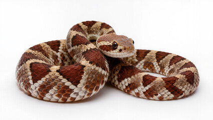 Obraz premium Red Diamondback Rattlesnake Isolated on Seamless White Background