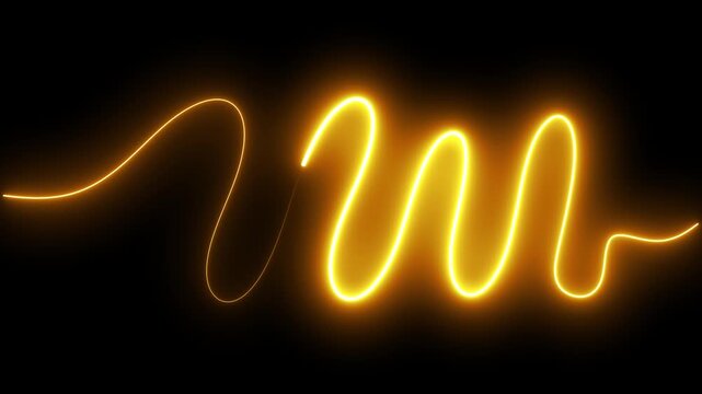Animated glowing curly squiggle line seamless loop icon sign continuous one line art single drawing minimalist curved pattern featuring and elegant thread loopy decoration symbol moving animation