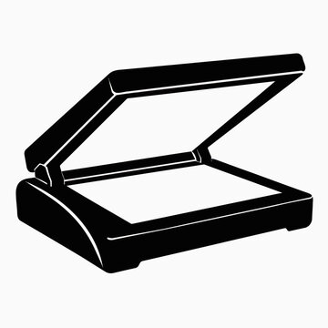 Black and white flatbed document scanner icon