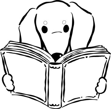Dachshund Reading Book Outline Hand Drawn Bookish Dog Bookish 