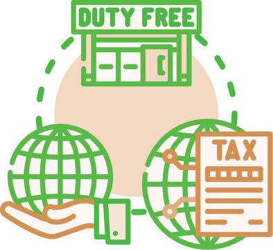 Duty-free trade zone concept. Retail export, shipping harbor, goods exemption icon vector illustration