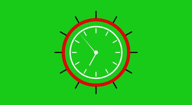 Abstract digital stop watch clock animated 4K , bule color  background . Clock icon flat style 24 hours day fast speed line analog clock moving timer clock rotation 4k video,,,,