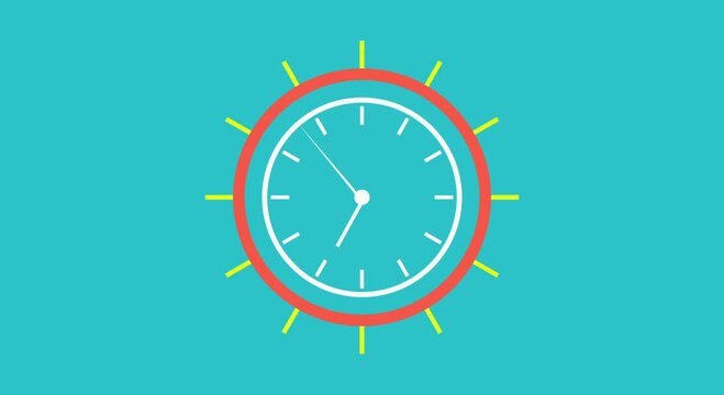 Abstract digital simple clock stop watch icon animation with minimal circular design symbolizing time. on mint  background design for time,,,,, 