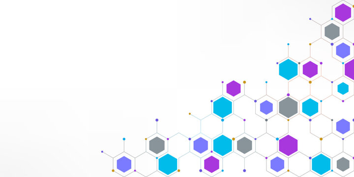 Graphic design element with abstract geometric background of simple hexagon pattern
