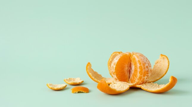 皮を広げたむきかけのみかん