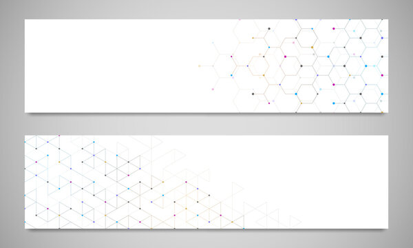 Abstract geometric background with hexagons and triangles shape pattern for banner or website header template
