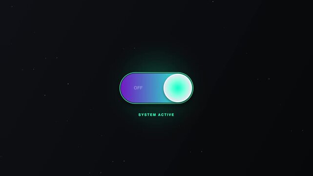 Glowing digital toggle switch ui elements on black background