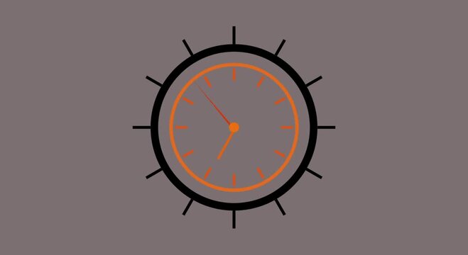 Abstract clock spinning, watch animation on transparent background, Clock icon flat style 24 hours day fast speed movement and real time indicator action,, 4k   