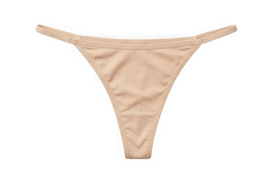 Beige thong underwear for women isolated on transparent background