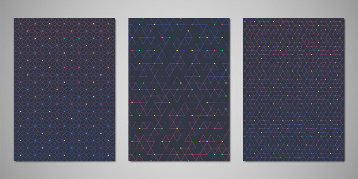 Abstract covers and brochures with geometric backgrounds of polygon shape patterns
