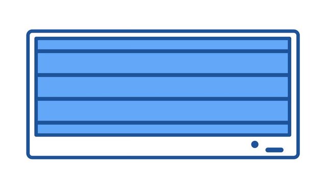 Flat outline icon of a wide rectangular panel filled with several horizontal stripe lines representing a control display or settings screen unit menu