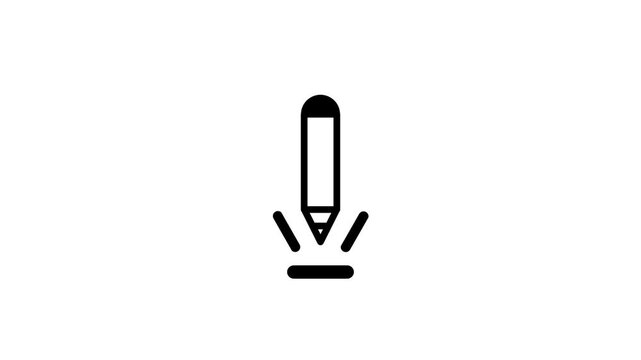 Flat outline icon of a simple pen nib tool with two short motion lines beside it representing a drawing or handwriting input instrument tool used