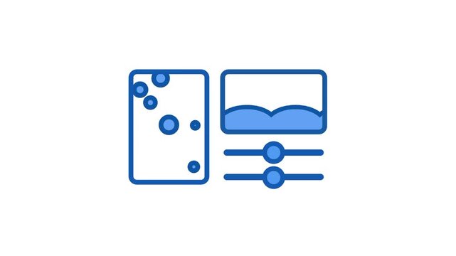 Flat outline icon showing two small swatches side by side with dotted texture and a wavy pattern representing color and material style samples shown
