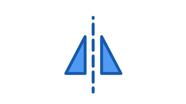 Flat outline icon showing two triangular shapes mirrored across a dashed vertical center line representing a flip or reflect transform tool option
