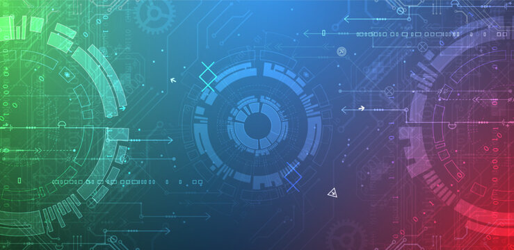 Abstract futuristic technology background with glowing digital circuit board