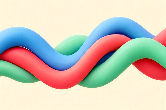 Colorful 3d abstract knotted ropes design with vibrant blue green and red tones for modern graphic and web design