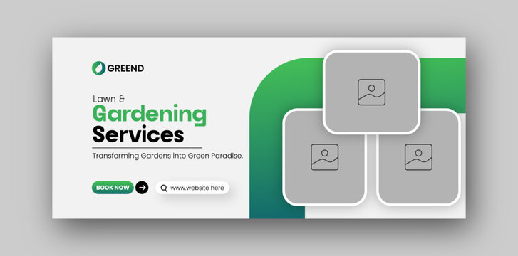 Lawn and gardening services social media facebook cover web banner design