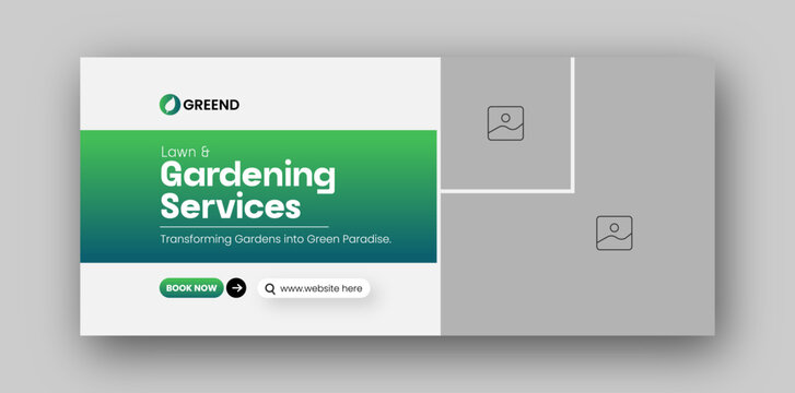 Lawn and gardening services social media facebook cover web banner design