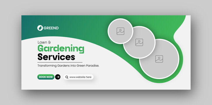 Lawn and gardening services social media facebook cover web banner design
