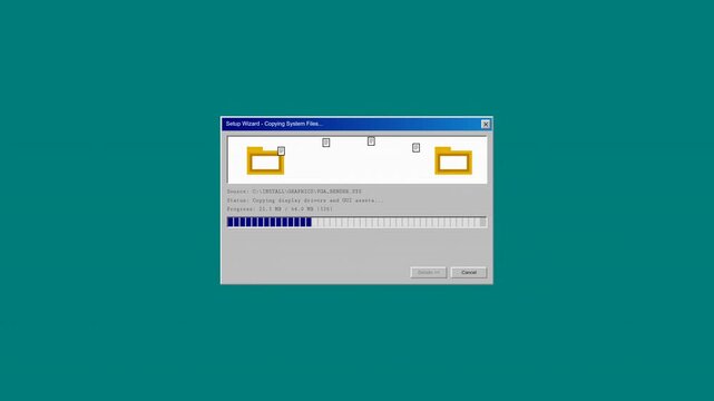 Retro Windows Style Computer Software Installation Progress Bar