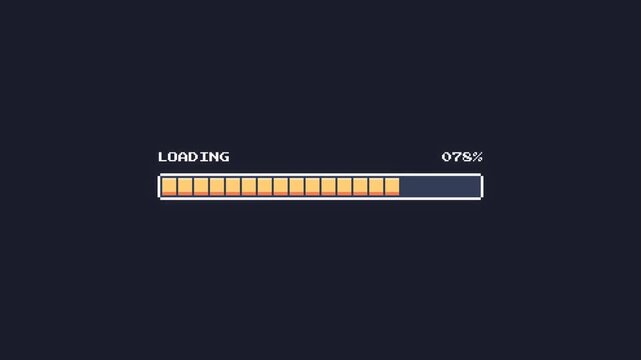 Pixel art error message with loading bar at percent