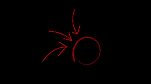 red circle with three arrow pointing loop animation isolated on black background, 4K Video