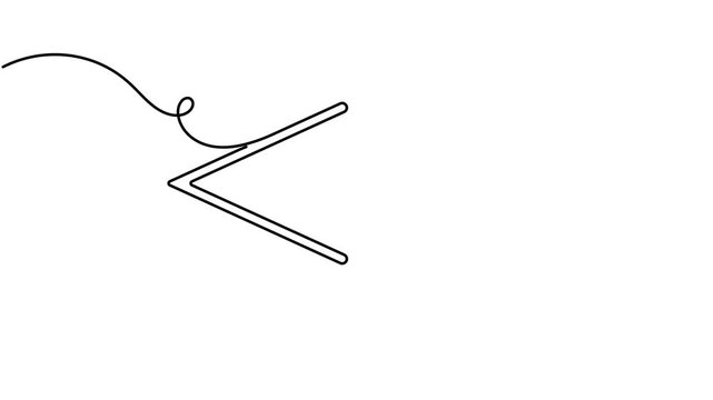 Modern angle bracket frame icon sign continuous one line drawing on white background single art minimalist monoline concepts for language syntax symbol animation video