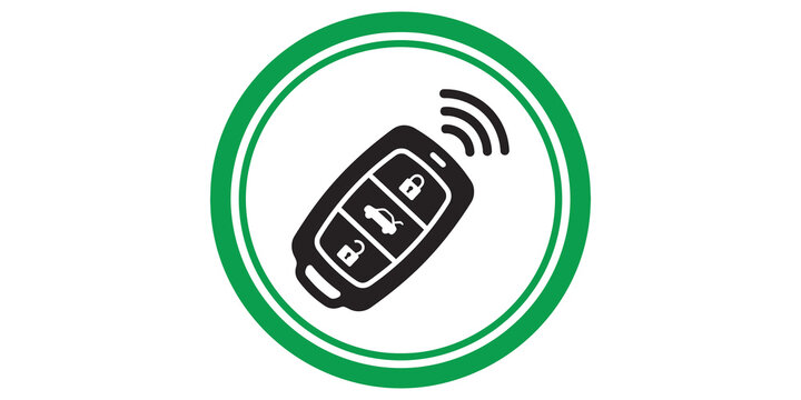 Smart car key wireless remote control transmitter icon inside green circle.