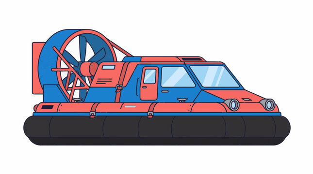 Hovercraft air cushion vehicle transport vektor icon on white