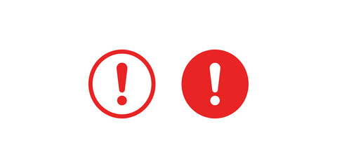 Naklejka na ściany i meble Exclamation mark safety alert icons in red circular frames for urgent warnings and UI notifications.