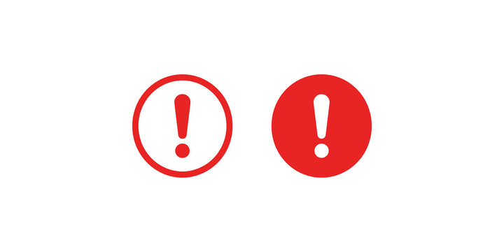 Exclamation mark safety alert icons in red circular frames for urgent warnings and UI notifications.