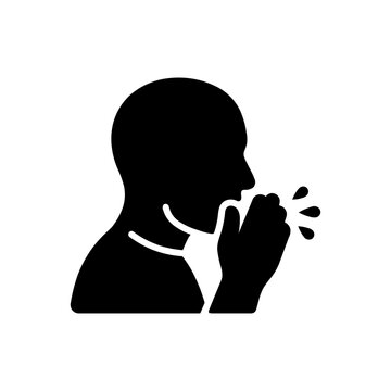 Person coughing into hands icon