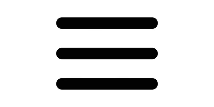 Hamburger menu black line icon for website navigation and user interface design.