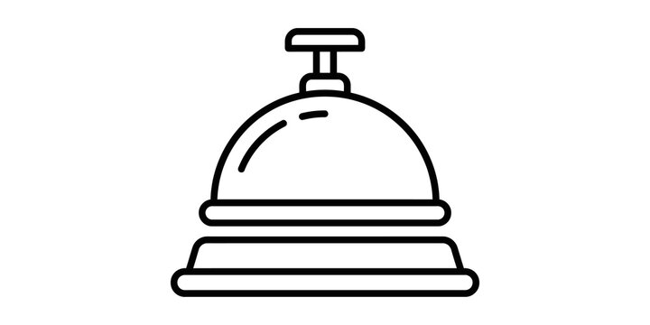 Reception desk bell icon in black outline for hotel service and communication.