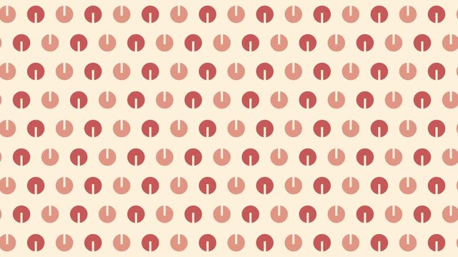 Notched discs scrolling in alternating orientations in coral and cream