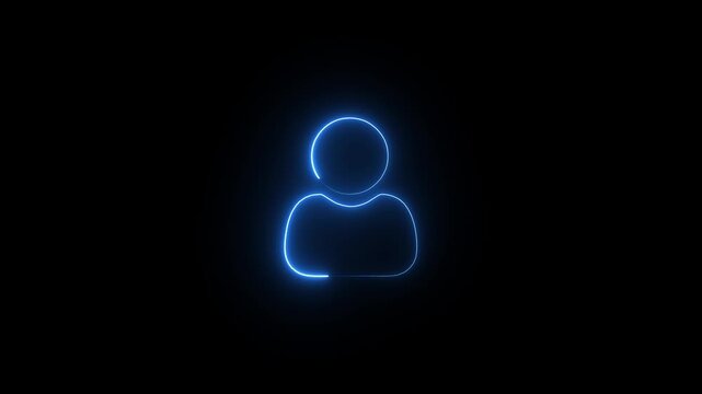 Glowing user contact icon animation profile people man male identity account icon sign symbol on black background.Add user icon.User contact icon animation profile login.Person icon.