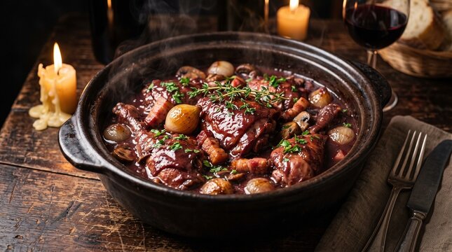 Coqb au Vin braised chicken