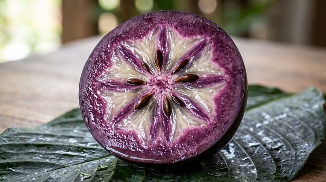 Halved star apple