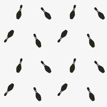 Dark bowling pins seamless pattern on light background, simple vector sport repeating texture and wallpaper design