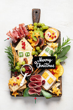 Delicious Christmas Charcuterie board with snacks.