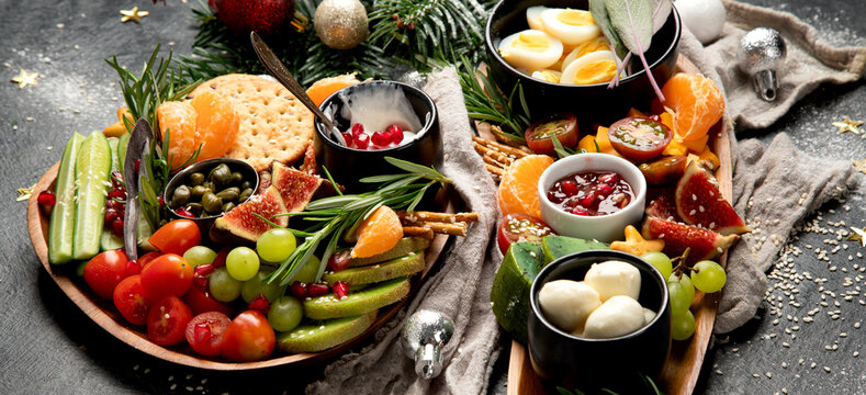 Healthy Christmas appetizers. Healthy food concept.