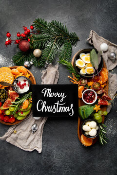 Variety of Christmas healthy snacks.