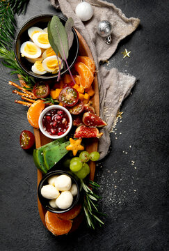 Variety of Christmas healthy snacks.