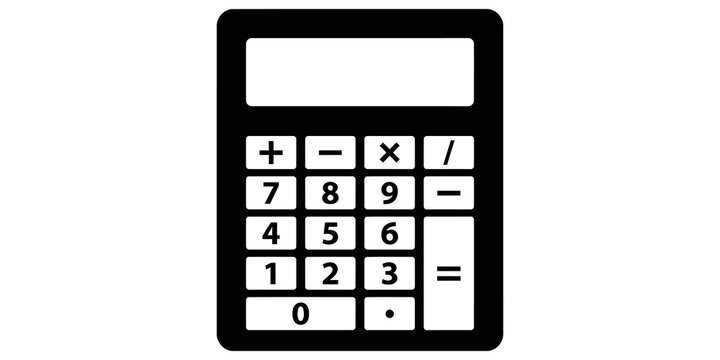 Calculator vector icon with arithmetic keypad for business and mathematical calculations.